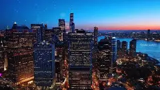 New Year's Eve in New York in 4K New York City from above, festive atmosphere and snow