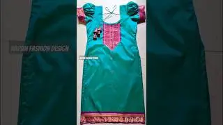 Old Saree Reuse For Kurti || Kurti Cutting And Stitching With Puffy Seelevs #youtubeshorts
