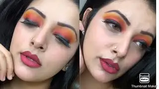 #SUNSET EYE MAKEUP LOOK || orange yellow eye makeup || quick and easy look