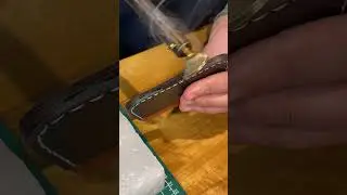 melting of paraffin wax and leather edge burnishing process #leathercraft #asmr #melting