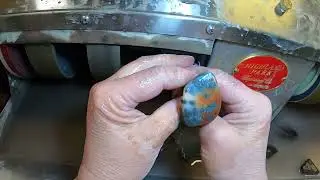Cutting a Red Marcasite Cabochon on the Cabbing Machine