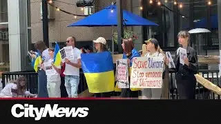 Rally held in downtown Calgary in support of Ukrainian war prisoners