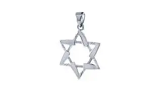 Small Jewish Star of David Hockey Sticks Charm in Sterling Silver CMK1889W1