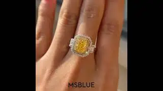 MSBLUE ICE+ Baguette luxe Halo Yellow Gemstone Ring