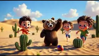 Cute Bear & Kids Desert Fun 🐻⚽ | Funny 3D Cartoon
