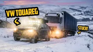 Спасательная операция на снегу! ❄ Volkswagen Touareg тянет грузовик!