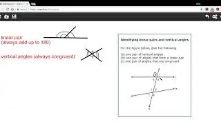 Identifying linear pairs and vertical angles