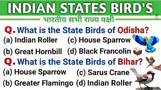 List of Indian State Birds | 28 State Bird | State birds name | All state birds of India | static gk