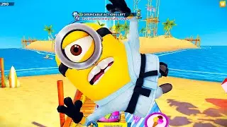 Kung Fu Stuart minion and Punch minions Avoid despicable actions task in Minion beach
