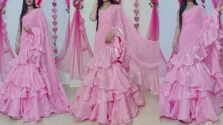 New style frill saree cutting and stitching/mermaid dress cutting and stitching/organza saree design