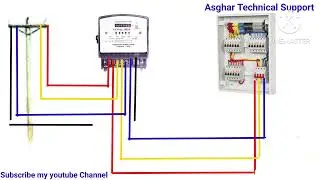 3 phase energy meter wiring and installation in main power distribution board /ATS-Asghar Technical