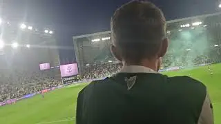 Hibs fans after Kieron Bowies screamer v Partizan 14/08/25