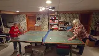 83 year old grandma Mary Jo Herzog playing ping pong with her 9 year old grandson Easton 