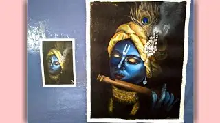 Krishna painting, acrylic on canvas || shree Krishna close-up painting