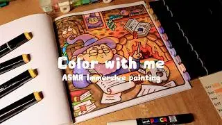 Drawing a Chubby Magical Wizard !「Alcohol markers」no music｜no talking｜Color Book｜ASMR