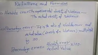 Absolute error and percentage error definitions and formulae 