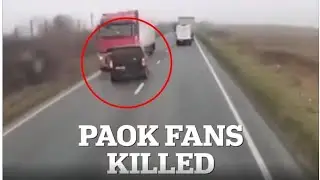 Moment seven fans of Greek side PAOK killed in crash in Romania