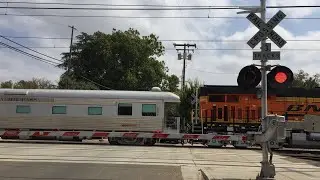 BNSF 8186 Officers Passenger Special South and Light Rail, V Street Railroad Crossing, Sacramento CA