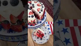 Strawberry Angel Food Cake for July 4th