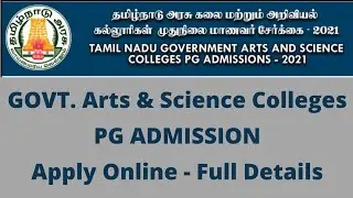 PG Admission in Tamil Nadu Government Arts and Science Colleges | www.tngasapg.in | www.tngasapg.org
