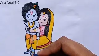 how to draw cute radha krishna drawing #krishnadrawing @Artsforall