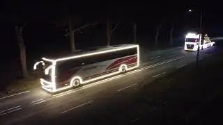 Verlichte truckers Twenterand 2025 vanuit de lucht