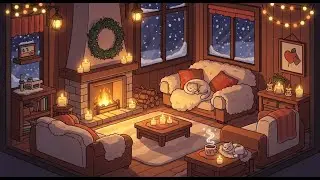 Cozy Winter Animated Loop | Relaxing Snowfall, Fireplace, Cat Sleeping & Cup Steam | Oddly Satisfyin