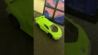Neon Green Lamborghini Hot Wheels Car Near the Balcony! 💚🏎️#youtubeshorts #shortsfeed #viralvideo