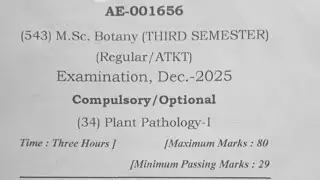 M.Sc. Botany 3rd Semester Exam 2025 Question Paper Plant Pathology - 1, SNPV raigarh University 