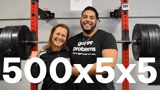 Squatting 500x5x5 at Woodmere Fitness Club with Inna Koppel