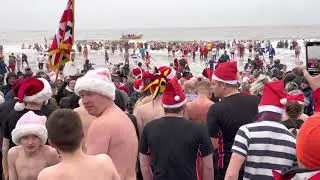 Part 2 - Boxing Day Dip Charity day Redcar 2021, entering the freezing sea.
