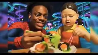  squid game doll eating delicious food slime korean food mukbang#food #asmr #animation #mukbang
