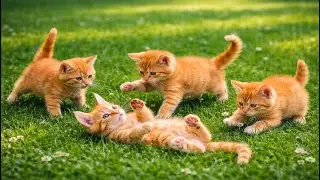 🌿😺 Happy Little Kittens Having Fun Outdoors | Soft Meowing Sounds | Cute Cat Video