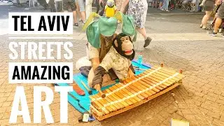 AMAZING STREET ARTIST. Instrumental Music. Tel Aviv Virtual Tour Carmel Market.