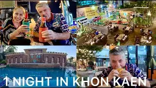 1 night in Khon Kaen.  Retired and living in Mahaarakham Isan Thailand.
