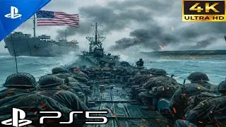 (PS5) 4K Ultra HD | An intense World War II battle on the beaches of Normandy | Battlefield .