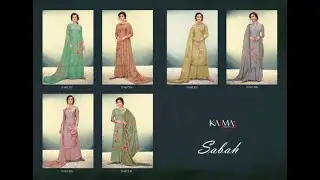 Karma Trendz Sabah Muslin Embroidered Digital print plazzo Style Suits Catalog collection