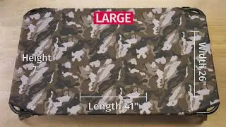 Millie Mats Fully Assembled Raised Dog Bed  For Camping, Travel, Home, Outdoors - Camouflage Canvas