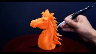 Horse Head Carving With Carrot | Animals Carrot Carving Art