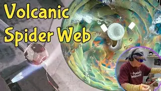 Vortex Marble Lampworking Demo &ldquo;Volcanic Spider Web&rdquo; with gold and silver fume layers - Episode #84