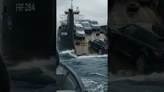 Luxury Cars Fall Off Ship Into Ocean! 😱 #ShipDisaster #CarOverboard