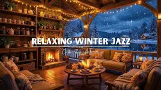 Cozy Winter Coffee Shop Ambience ⛄ Relaxing Night Jazz & Smooth Jazz Instrumental Music for Studying