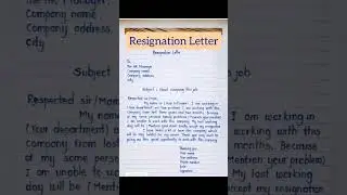 Resignation Letter/Resignation letter for job /#resignation #shorts#letter