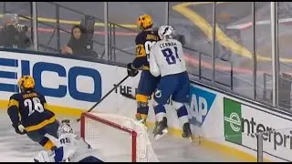 Ryan Johansen illegal hit to the head against Erik Čern&aacute;k