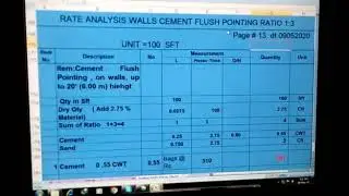 Rate Analysis Flush Pointing On Wall Cement Sand Ratio 1:3