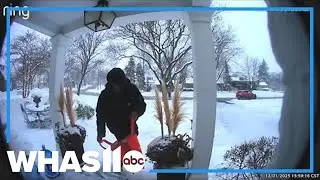 Family arrives home as man disguised as DoorDash worker steals packages