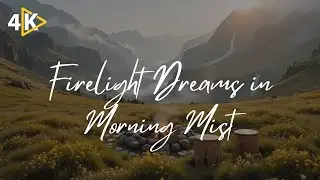 ASMR 4K Firelight and Morning Mist in Highland Retreat