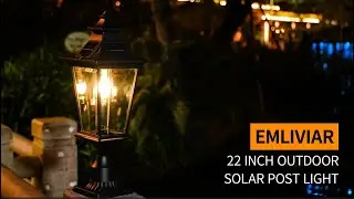 Emliviar 22 Inch Farmhouse Solar Lamp Post Light with Pier Mount for Outside Patio