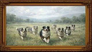 A Field of Australian Shepherds | 12-Hour Still Photo Frame TV Art