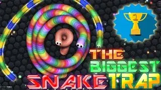 Slither.io WORLD BIGGEST & BEST SNAKE TRAP - World Record Length (Agar.io best trap epic trick)